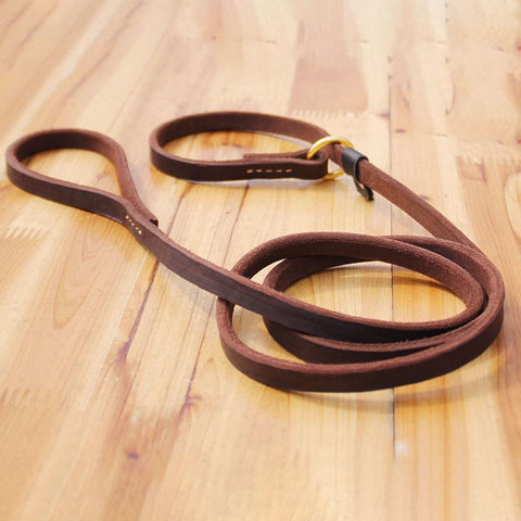 Real Leather Dog slip lead Leash P Chain Collar pet Walking Lead Training Traction Rope For small Medium Large Big Dogs